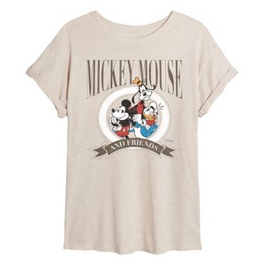 Women's - Disney - Mickey And Pals Crest Oversized Graphic T-Shirt - 1 of 4