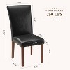 Set of 2 PU Leather Parsons Dining Chairs with Nailhead Trim and Wood Legs, Upholstered Kitchen Side Chairs for Dining Room - 3 of 4
