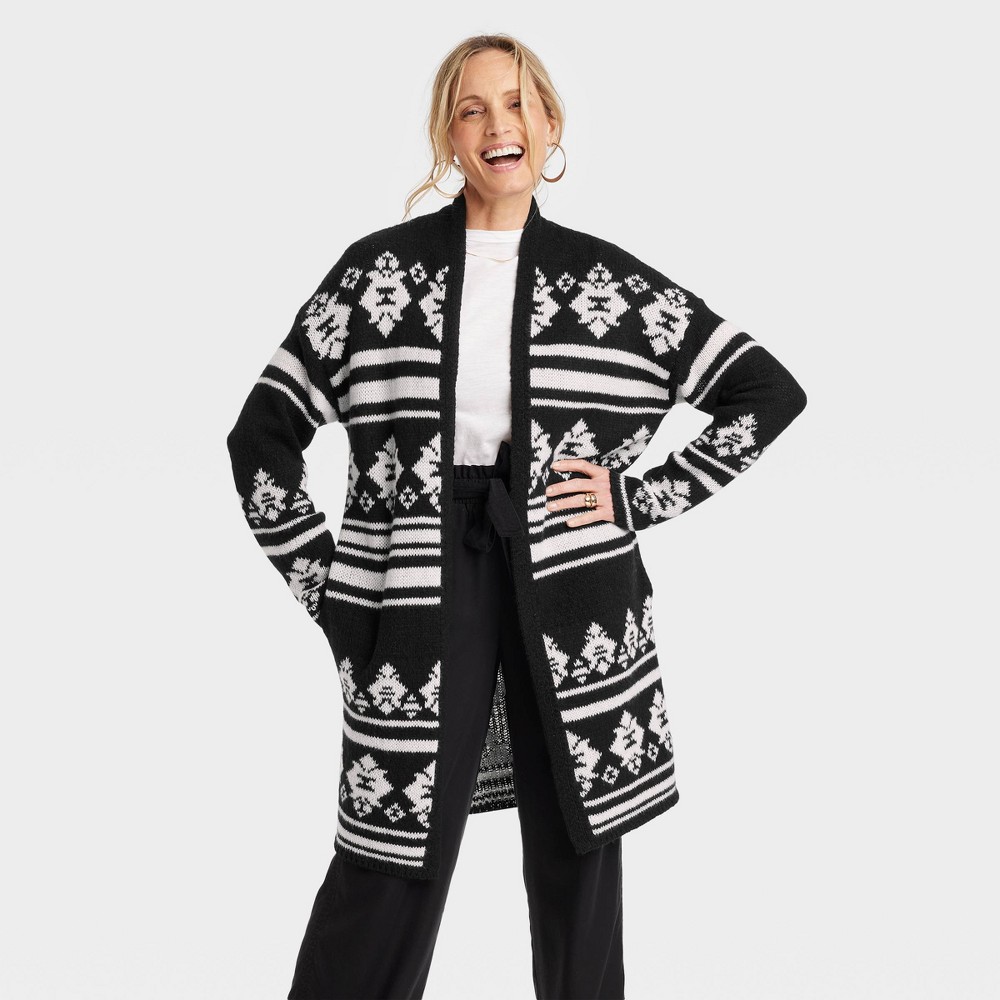 Women's Open-Front Cardigan - Knox Rose Black XL