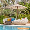Costway 9.5 FT Patio Rope Pulley Wooden Umbrella Market w/Fiberglass Ribs Outdoor Red/Beige - 3 of 4