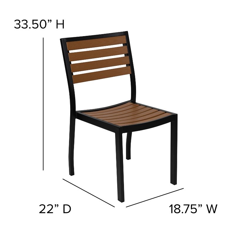 Emma and Oliver 2 Pack Outdoor Faux Teak Side Chair with Poly Slats - Teak Patio Chair, 5 of 12