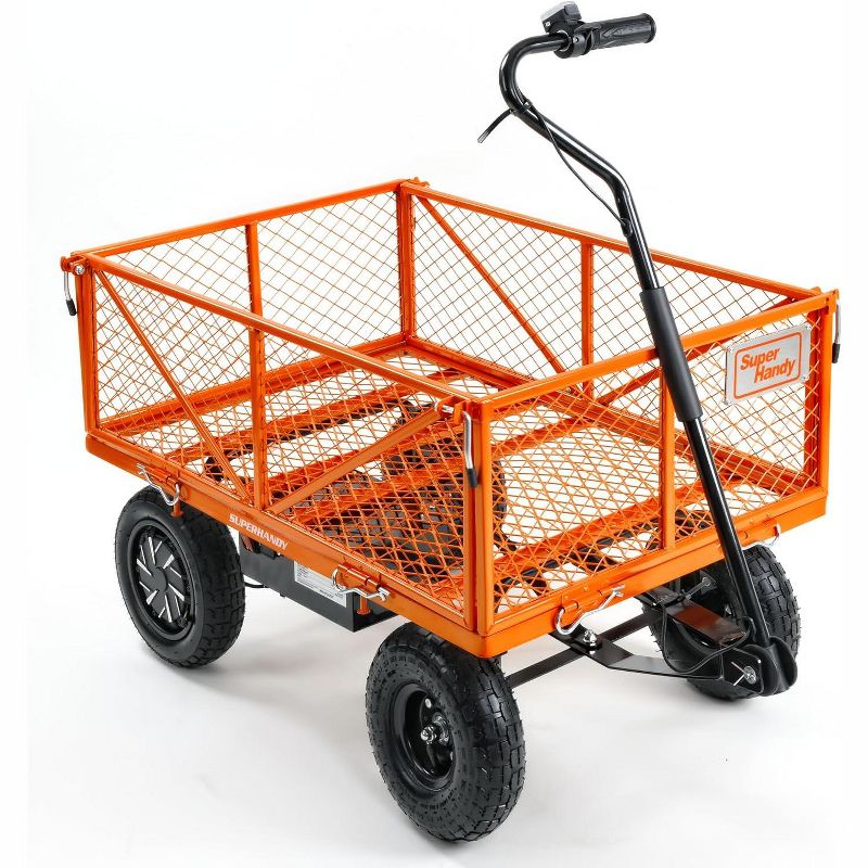 Electric-Assist Orange Alloy Steel Outdoor Utility Wagon