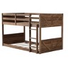 Gulches Twin over Twin Floor Bunk Bed with Panelled Headboard and Footboard,Solid Rubber Wood Foundation with Safety Guardrails,Built-in ladder,Oak - 3 of 4