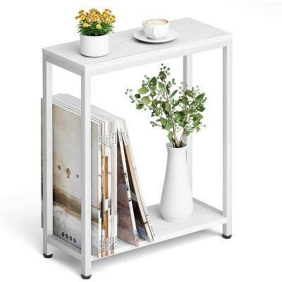 Narrow Small Side Table for Small Space, 2 Tier Sofa Skinny End Table for Living Room, Bedroom