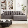 GDFStudio Macaulay Modern Wood and Corduroy Upholstered L-Shaped 3-Seat Sectional Sofa with 8 Pillows and 2 Armrest Storage - 2 of 4