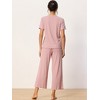 cheibear Women's Sleepwear Round Neck Soft Knit Short Sleeve Shirt with Pants Capri Pajamas Set - 3 of 4