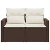 Patio Sofa with Cushions 2-Seater Brown Poly Rattan vidaXL - 4 of 4