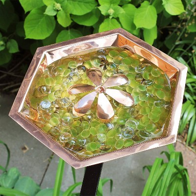 Hexagonal Copper Bee Fountain & Birdbath with Rail Mount
