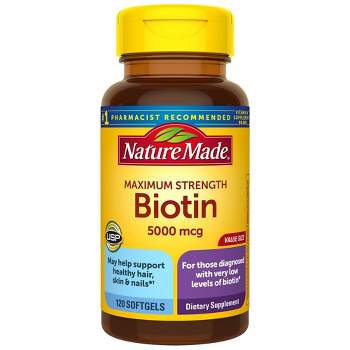Nature Made Maximum Strength Biotin 5000 mcg Softgels for Healthy Hair, Skin & Nails - 120ct