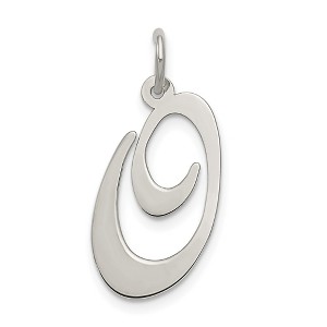 Black Bow Jewelry Sterling Silver, Ella Collection, LG Fancy Script Initial O Pendant - 1 of 4