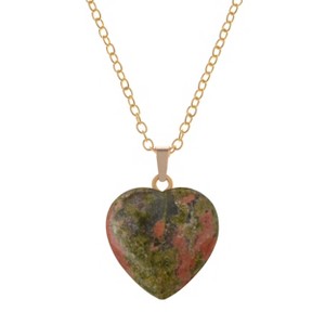 Natural Stone Heart Gemstone Healing Crystal Pendant Lucky Blessing Energy Necklace for Women Men - 1 of 4