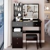 Vanity Table with Touch Sliding Tri-Color LED Mirror,Cushioned Stool and Storage Drawers for Bedroom–The Pop Home - 2 of 4