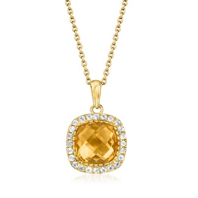 Ross-Simons 6.25 Carat Citrine and .90 ct. t.w. White Topaz Pendant Necklace in 18kt Gold Over Sterling