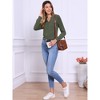 INSPIRE CHIC Women's Notched Collar Button Down Long Sleeves Wavy Lines Top - 4 of 4