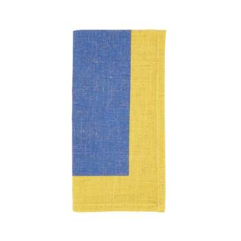 Saro Lifestyle Colorful Block Border Napkin (Set of 4), Blue, 20"x20"