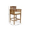 Christopher Knight Home Casa Outdoor Acacia Wood 30 Inch Barstools with Cushion (Set of 4), Natural/Cream - 3 of 4