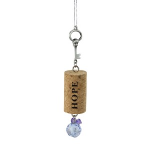 Ganz 5.5" Skeleton Key "Hope" Inspirational Faux Gem Accented Wine Cork Christmas Ornament - Blue/Brown - 1 of 2
