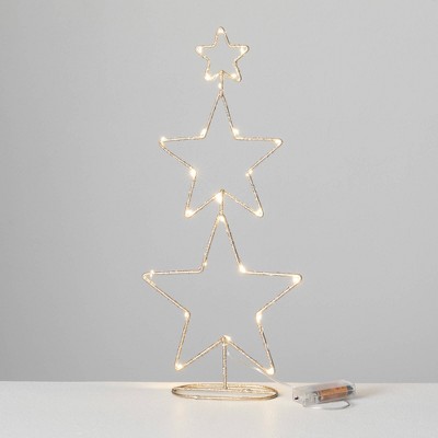 18.75"H Sullivans Christmas Lighted Stacked Gold Stars, Indoor Christmas Decor