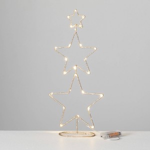 18.75"H Sullivans Christmas Lighted Stacked Gold Stars, Indoor Christmas Decor - 1 of 4