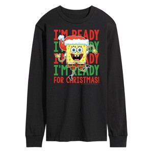 Men's - SpongeBob SquarePants - I'm Ready For Christmas Long Sleeve Graphic T-Shirt - 1 of 4