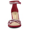 Allegra K Women's Rhinestones Crisscross Strap Strappy Chunky Heel Sandals - 3 of 4
