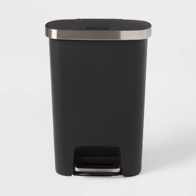 1.3gal Soft Close Pedal Step Trash Can Black - 88 Main : Target