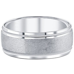 Pompeii3 8mm Brushed Mens Wedding Band 10K White Gold - 1 of 4