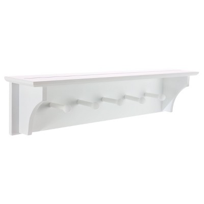 Foster Wall Shelf with Pegs - White