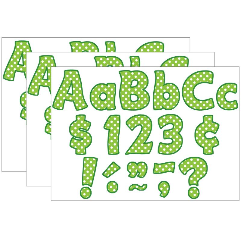 Teacher Created Resources® Lime Polka Dots Funtastic Font 4" Letters Combo Pack, 208 Pieces Per Pack, 3 Packs, 1 of 3