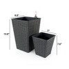 NAYSAYE 2 Pack Wicker Square Planter with Reservoir for Indoor and Outdoor Garden and Patio Decor, Brown, 7"*9.4"*13.8" - 2 of 4