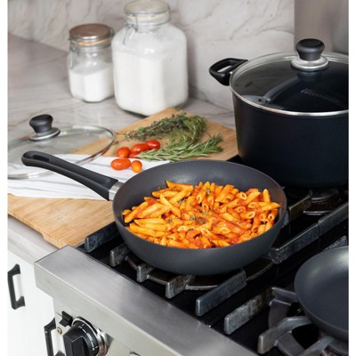 Classic Black Aluminum Nonstick Saute Pan with Lid