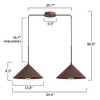LLHZSY 2-Light Metal Industrial Cone Ceiling Pendant Light Fixture - W34 2/5" x H6 3/10", Rust - 3 of 4