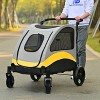 Large Heavy Duty Dog Stroller Folding Pet Stroller 4-Wheel Pet Travel Carrier Double Door Pet Trolley Skylight Cart with Rainproof Cover - 2 of 4