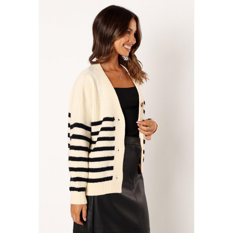 Petal and Pup Womens Sapphire Striped Button Front Cardigan, 5 of 7