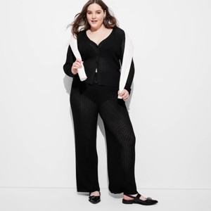 Women's Open Work Pointelle Wide Leg Pants - Wild Fable™ - 1 of 3