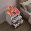 LED Night Stand with 2 Drawers, Smart End Side Table with LED Lights and Glass Top, Modern Bedside Table with Open Storage - 3 of 4