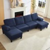 Mjkone 110"Velvet U-Shaped Sectional Sofa Couches, Upholstered 4-Seater Sofa with Double Chaises and Sleepable Armrests - 2 of 4