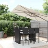 vidaXL Patio Bar Set-7 Piece-Weather-Resistant Black Poly Rattan-Includes Stools & Cushions-Tempered Glass Tabletop-Modern Outdoor Furniture - 2 of 4