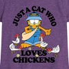 Girls' - Garfield - Just A Cat Who Loves Chickens Fitted Short Sleeve Graphic T-Shirt - 2 of 4
