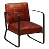 VidaXL Industrial-Style Lounge Chair - Brown Leather Seat, Foam-Padded Comfort, Rugged Design, Sturdy Steel Frame - 2 of 4