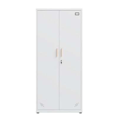VYNXARIA Tall White Storage Cabinet with 2 Doors and Adjustable Shelves for Home Office
