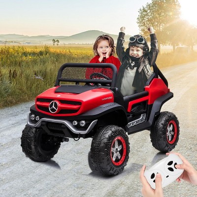 Black 24V Two Seater Kids Electric Ride On Vehicle With Remote Control Four Motors 2WD And 4WD Switchable Led Lights Music Usb Tf Card Slot And Durab