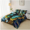 Boersma 3pcs Butterfly Bedding Set, Blue and Green Butterfly Decor for Bedroom, Dormitory, and Guest Room, Dreamy Butterfly Comforter - 2 of 4