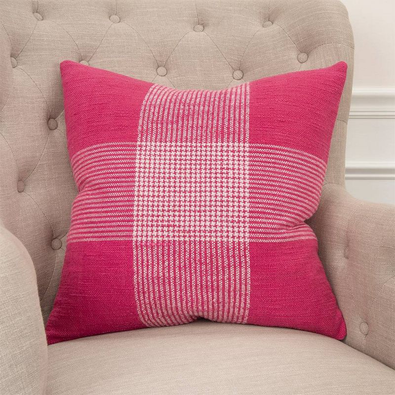 20"x20" Oversize Plaid Poly Filled Square Throw Pillow - Rizzy Home, 6 of 7