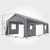 PE+ Steel Frame Carport Canopy, 10x20/12x20/13x20 FT Portable Garage with 4 Doors & 4 Windows, Waterproof Shelter in Gray/Khaki/White/Green - 3 of 4