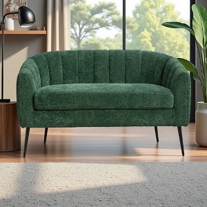 50.2" Chenille 2-Seater Loveseat with Channel Tufted Back & Metal Legs - 1 of 4