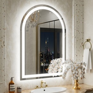 Apmir Super Bright 192 LEDs/m LED Lighted Anti-Fog Tempered Glass Arched Bathroom/Vanity Mirror with ETL & 3-Year Warranty - 1 of 4