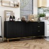 FUFU&GAGA Black Large Storage Cabinet 3 Drawer Cabinet Buffet Sideboard - 4 of 4