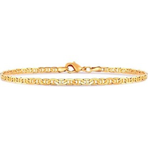 RMZ GOLD NYC Gold Anklet for Women Flat Mariner Anklet 18K Gold Flat Marina Link Anklet for Women - Made In Brazil - 1 of 2