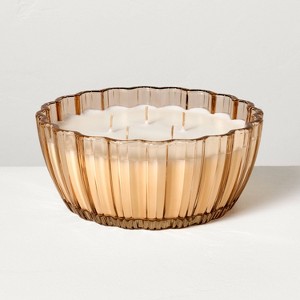 5-Wick Tinted Glass Sandalwood and Terracotta Ribbed Jar Candle Blush 28oz - Hearth & Hand™ with Magnolia - 1 of 4